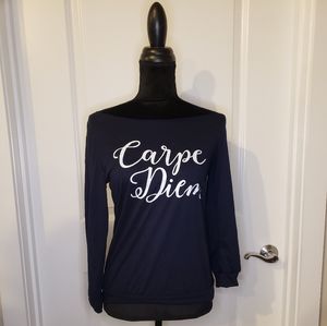 Boat Neck Navy Blue Top